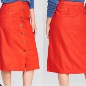 Universal Thread Red/Orange Button Front Skirt | Color: Orange/Red Medium